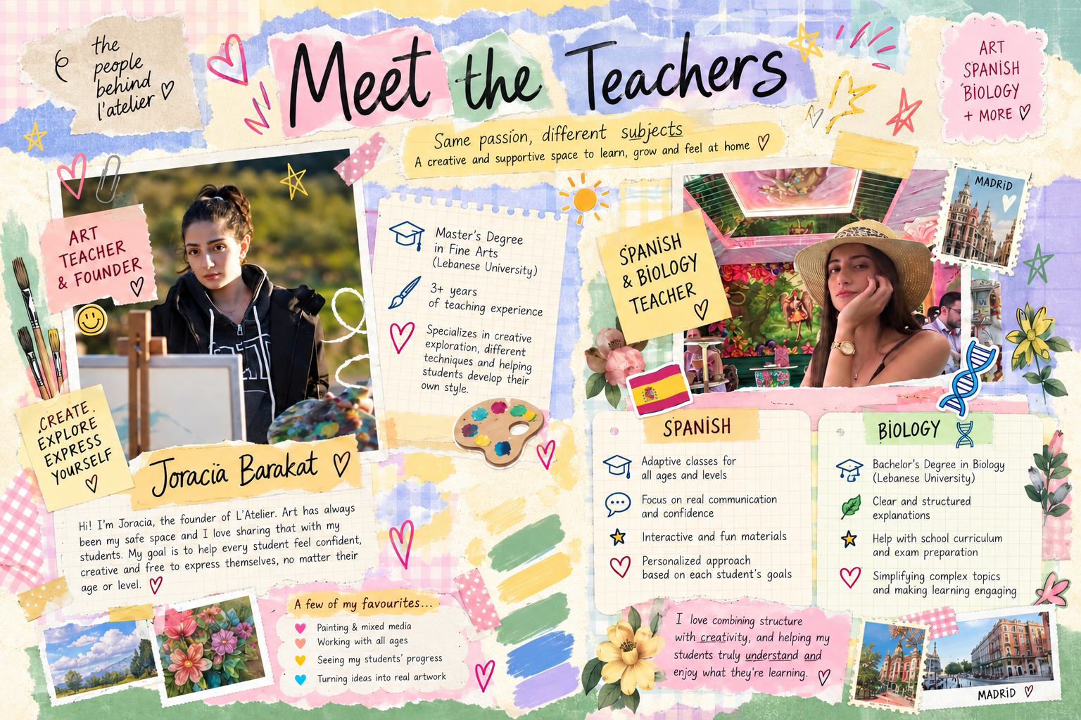 Meet the Teachers scrapbook featuring Joracia Barakat and Rachelle